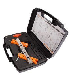 Coffret à outils avec gabarit de perçage pour serrure en applique et gâche correspondante - DRILLFIX