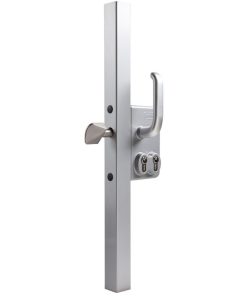 Serrure pour portail coulissant pour profils carrés de 60 mm en ZILV avec 3006S - Paire de poignées en aluminium renforcé & Cylindre: VSZ - Cylindre variés