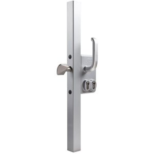 Serrure pour portail coulissant pour profils carrés de 60 mm en ZILV avec 3006S - Paire de poignées en aluminium renforcé & Cylindre: VSZ - Cylindre variés
