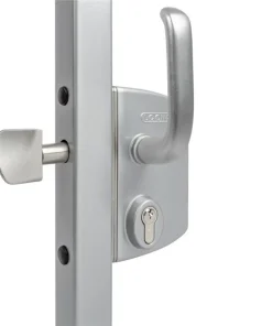 Serrure pour portail coulissant pour profils carrés de 80 mm en SILV avec 3006S - Paire de poignées en aluminium renforcé & Cylindre: VSZ - Cylindre variés