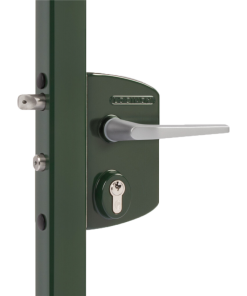 Serrure type industriel de haute qualité pour profils carrés de 60 à 80 mm en SILV, 3006M - Paire de poignées en aluminium & Cylindre: VSZ - Cylindre variésx