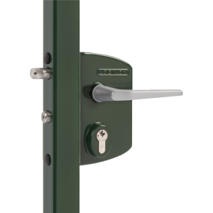 Serrure type industriel de haute qualité pour profils carrés de 60 à 80 mm en SILV, 3006M - Paire de poignées en aluminium & Cylindre: VSZ - Cylindre variésx